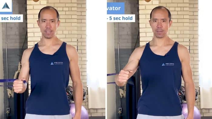 strained rotator cuff - wall neck side bend