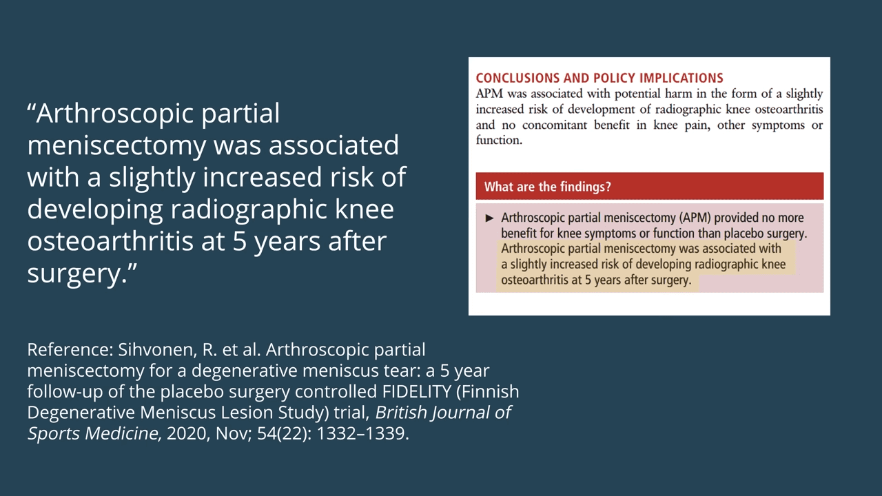 role of surgery in meniscus tear - study